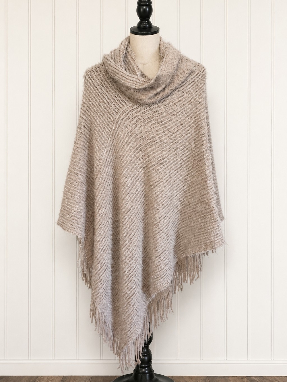 Signature Cozy Knit Poncho with Fringe
